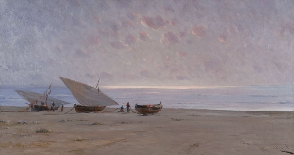 Tres barques a la platja, Modest Urgell