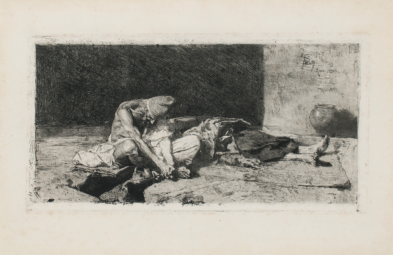 Àrab vetllant el cadàver del seu amic, Marià Fortuny