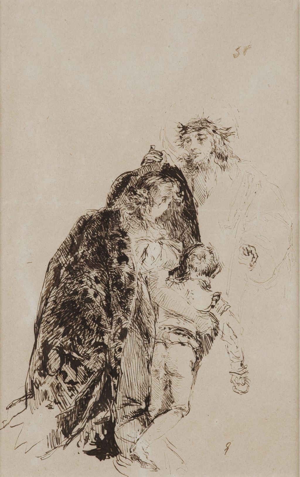 Estudi de la “VIII Estació del Vía Crucis” del gravat de Giandomenico Tiepolo, Marià Fortuny