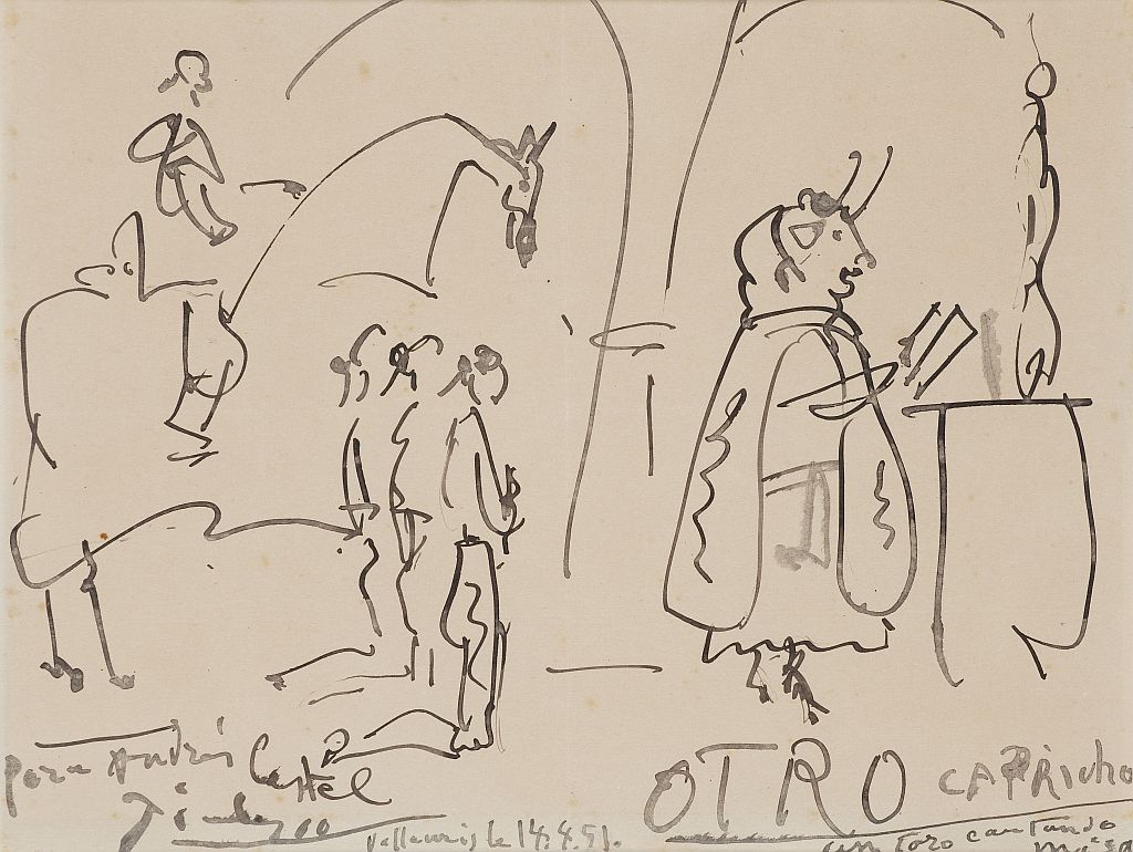 Otro capricho. Un toro cantando misa, Pablo Picasso
